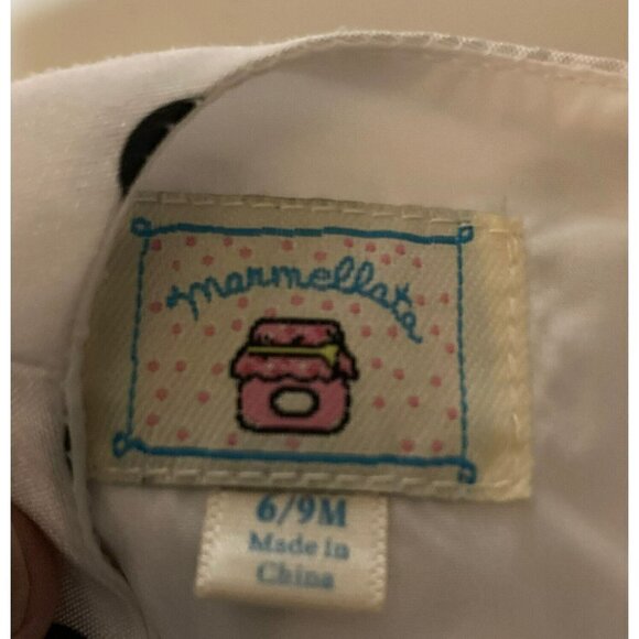 Marmellata Infants Party Holiday Christmas White Black Polka Dot Dress Sz-6-9mo - Picture 6 of 6